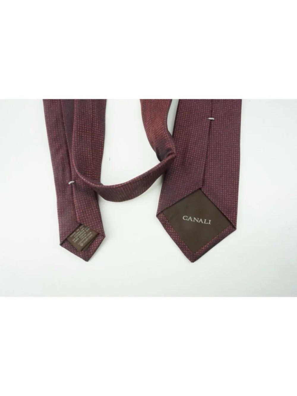 Canali Cherry Red Birdseye Woven 100% Silk Tie Brand New With Tags